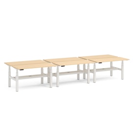 Series L Adjustable Height Double Desk for 6, White Legs