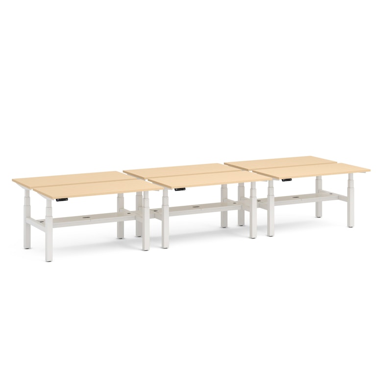 Series L Adjustable Height Double Desk for 6, Natural Oak, 47", White Legs,Natural Oak,hi-res image number 1.0