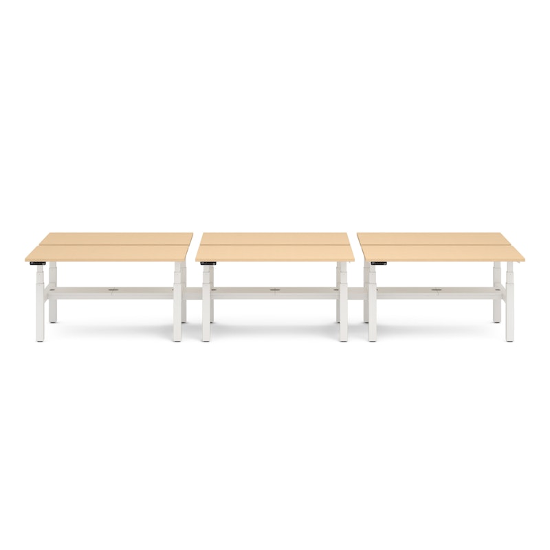 Series L Adjustable Height Double Desk for 6, Natural Oak, 47", White Legs,Natural Oak,hi-res image number 2.0