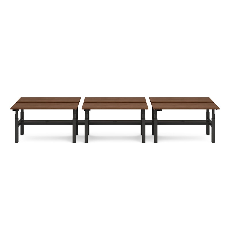 Series L Adjustable Height Double Desk for 6, Walnut, 47", Charcoal Legs,Walnut,hi-res image number 2.0