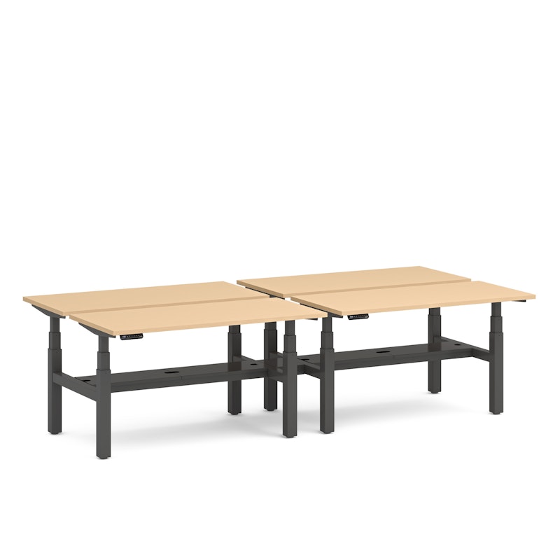 Series L Adjustable Height Double Desk for 4, Natural Oak, 57", Charcoal Legs,Natural Oak,hi-res image number 2