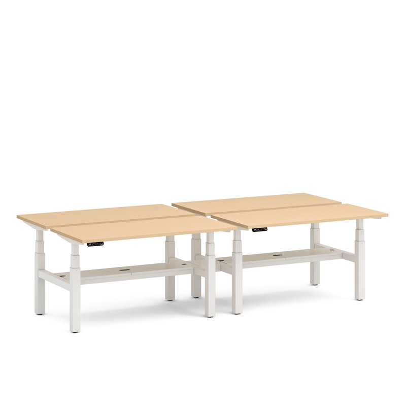 Series L Adjustable Height Double Desk for 4, Natural Oak, 57", White Legs,Natural Oak,hi-res image number 2