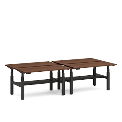 Series L Adjustable Height Double Desk for 4, Walnut, 57", Charcoal Legs,Walnut,hi-res