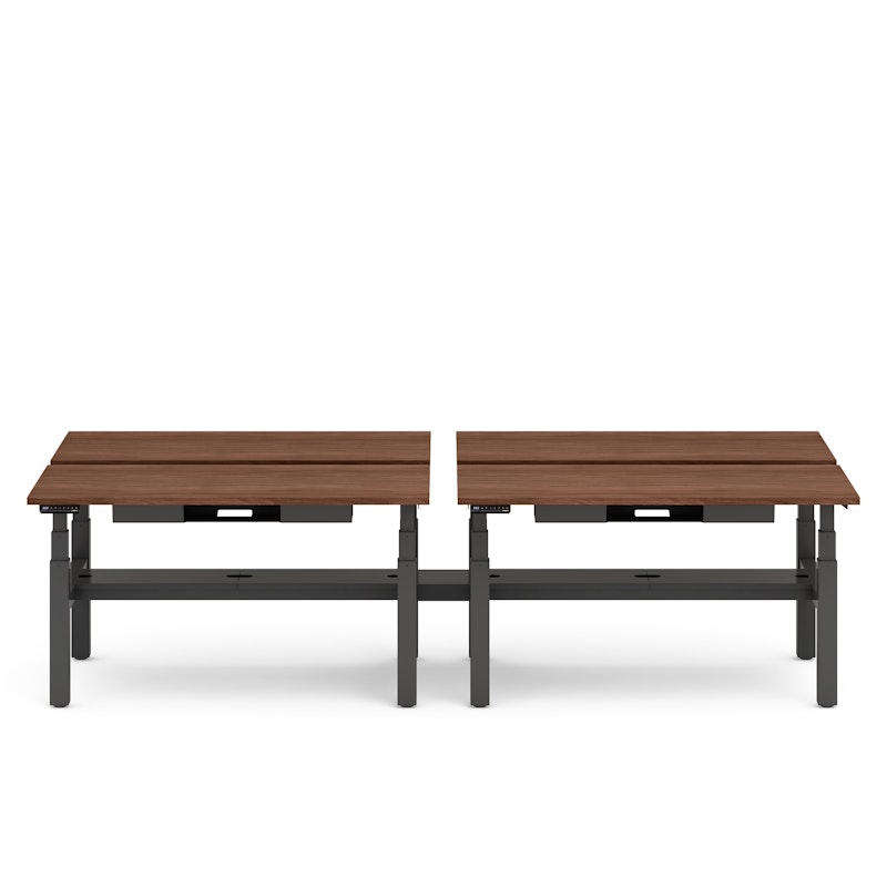Series L Adjustable Height Double Desk for 4, Walnut, 57", Charcoal Legs,Walnut,hi-res image number 2.0