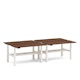 Series L Adjustable Height Double Desk for 4, Walnut, 57", White Legs,Walnut,hi-res