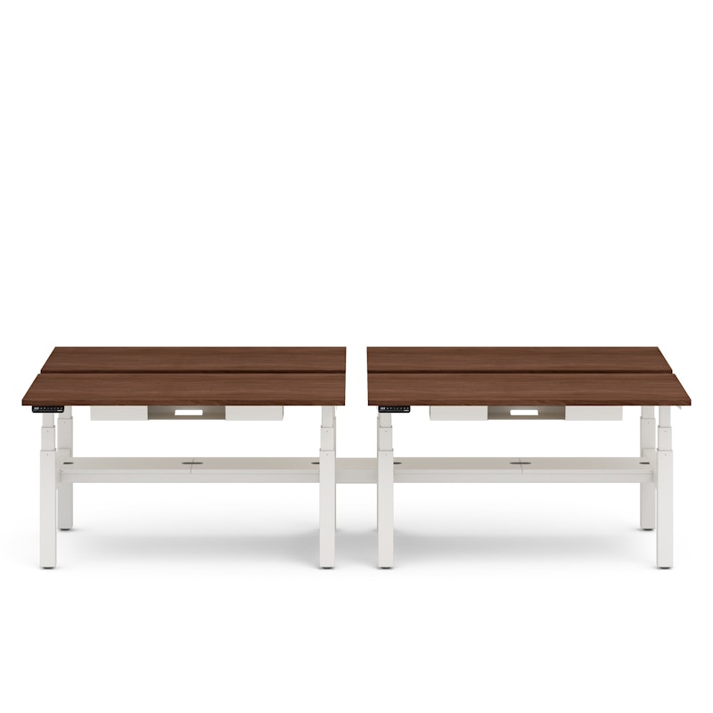 Series L Adjustable Height Double Desk for 4, Walnut, 57", White Legs,Walnut,hi-res image number 2.0