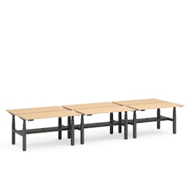Series L Adjustable Height Double Desk for 6, Charcoal Legs