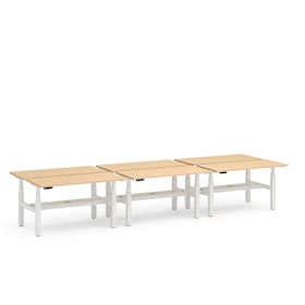 Series L Adjustable Height Double Desk for 6, White Legs