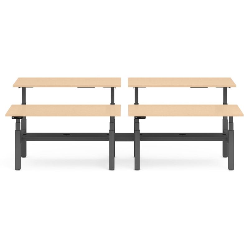 Series L Adjustable Height Double Desk for 4, Natural Oak, 60", Charcoal Legs,Natural Oak,hi-res image number 1.0