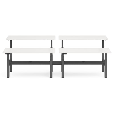 Series L Adjustable Height Double Desk for 4, White, 60", Charcoal Legs,White,hi-res