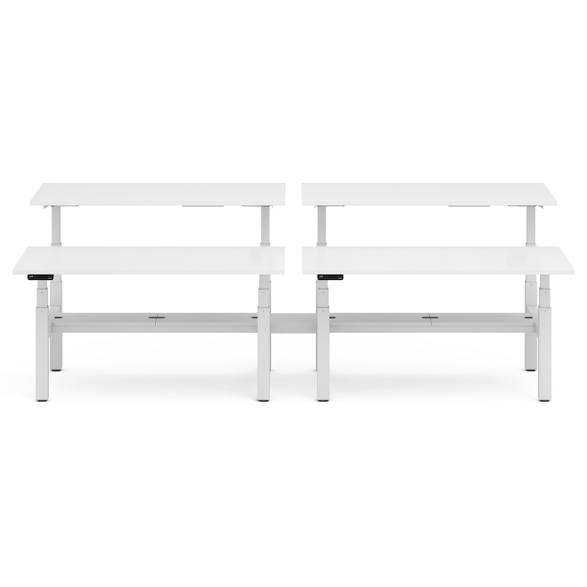 Series L Adjustable Height Double Desk for 4, White, 60", White Legs,White,hi-res