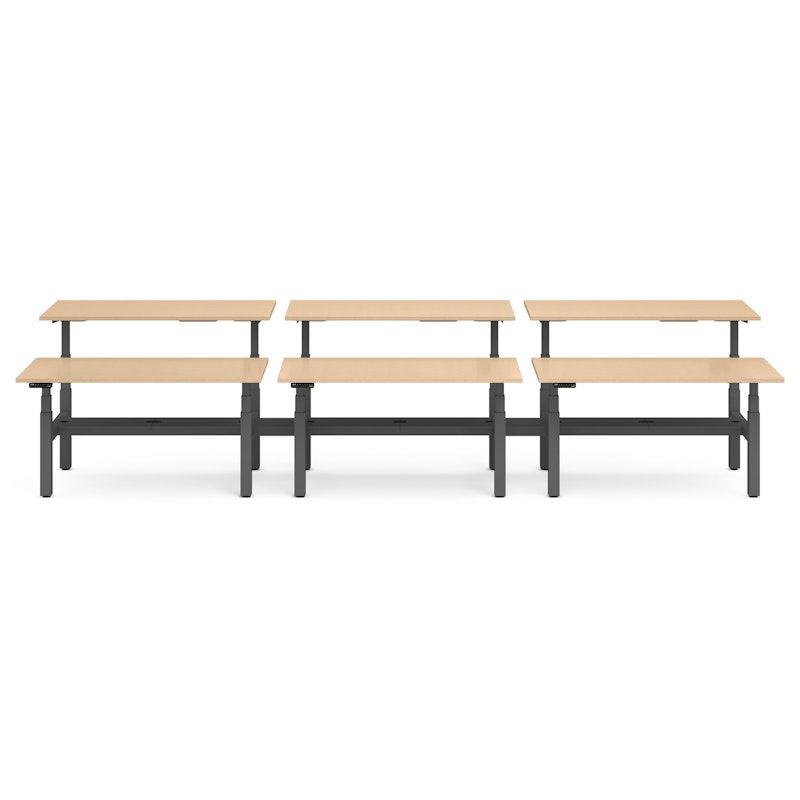 Series L Adjustable Height Double Desk for 6, Natural Oak, 60", Charcoal Legs,Natural Oak,hi-res image number 1.0
