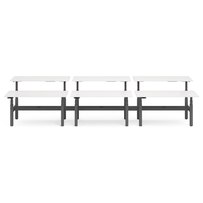 Series L Adjustable Height Double Desk for 6, White, 60", Charcoal Legs,White,hi-res