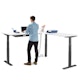 Series L Adjustable Height Corner Desk, White with Charcoal Base, Right Handed,White,hi-res